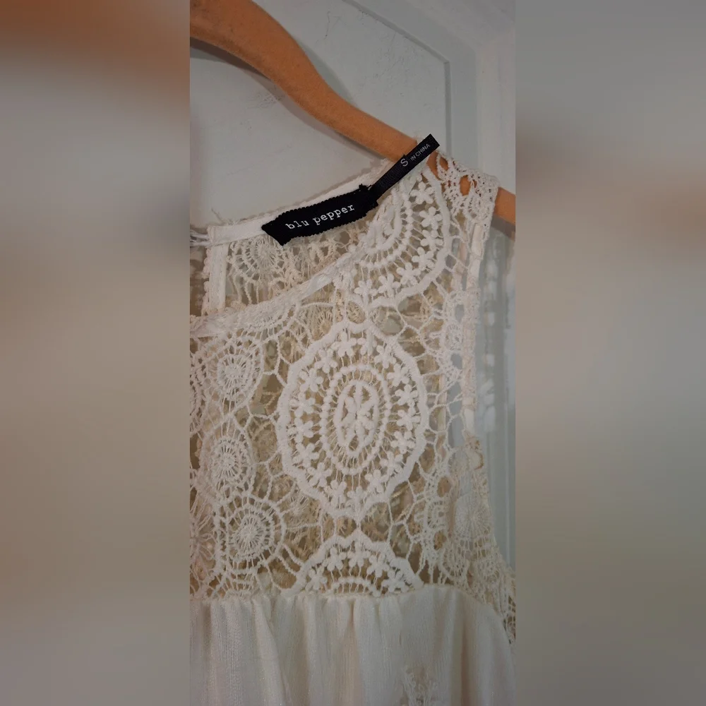Blue Pepper Womens Minidress S Elegant Cream Lace BOHEMBELL Boho Beachy Neutral‎